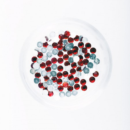Rhinestones, red, 2mm