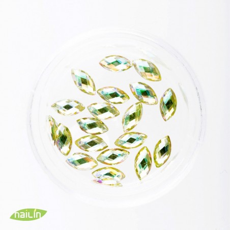 3D Glass Jewels, 6mm, yellow & green