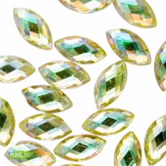 3D Glass Jewels, 6mm, yellow & green 2