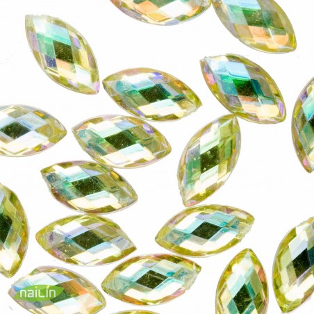 3D Glass Jewels, 6mm, yellow & green