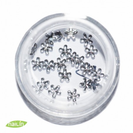 Glass Flowers, 4mm, silver