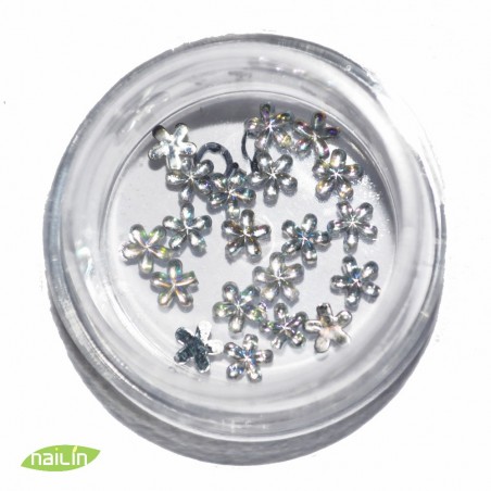 Glass Flowers, 4mm, multicolor silver