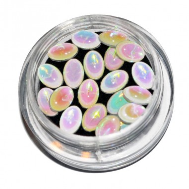 3D Pearls, multicolor white ovals