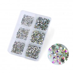 Rhinestones set, Crystal AB, 1,6mm - 3mm, 1680 pcs