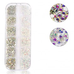 Rhinestones set, Crystal AB & Transparent AB, 1,6mm - 4mm, 1440 pcs