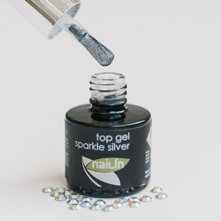 Глянец-гель, Top Gel Sparkle Silver, 8ml