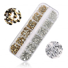 Rhinestones set, Gold & Silver, 1,6mm - 4mm, 1440 pcs