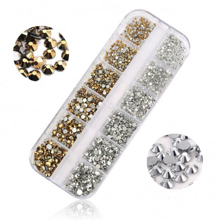 Kivet, Gold & Silver, 1,6mm - 4mm, 1440 kpl