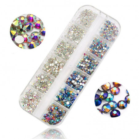 Rhinestones set, Crystal AB & Mix AB, 1,6mm - 4mm, 1440 pcs